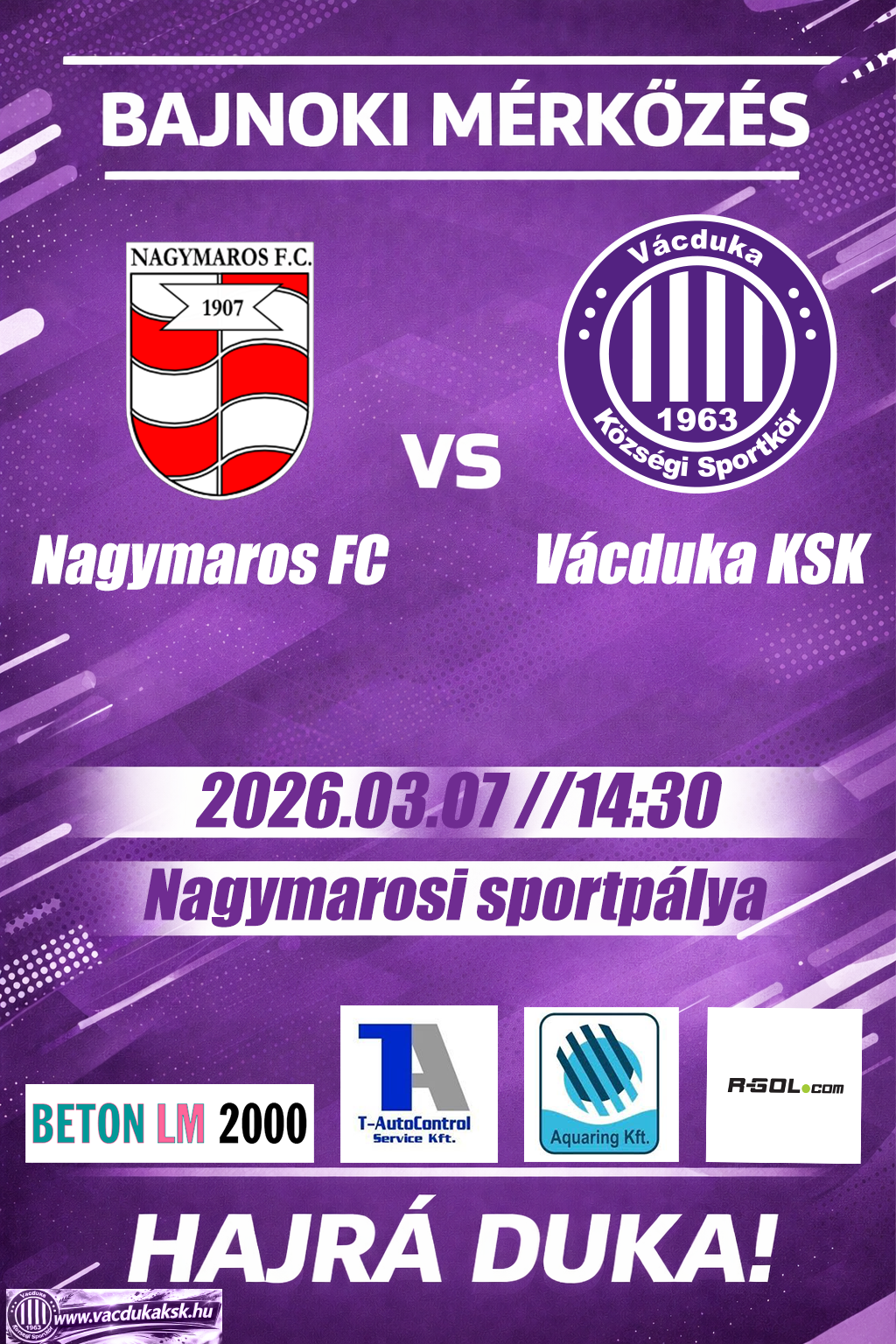 Kulcsfontosságú mérkőzés vár csapatunkra Nagymaroson